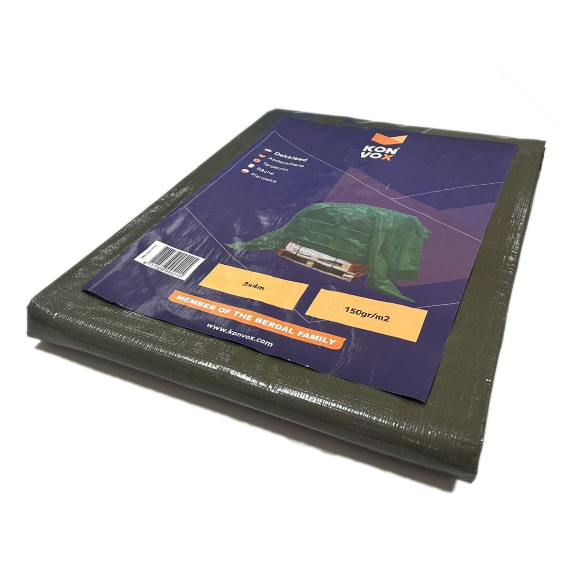 Dekzeil 150gram/m2 olijfgroen 3x4m